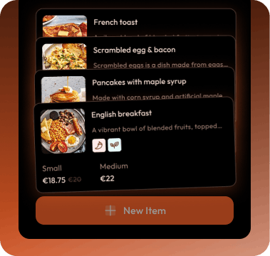 Menu items preview